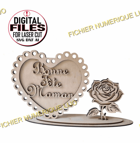Coeur rose fête des mères - Fichier coeur rose à télécharger - LIJO CREA