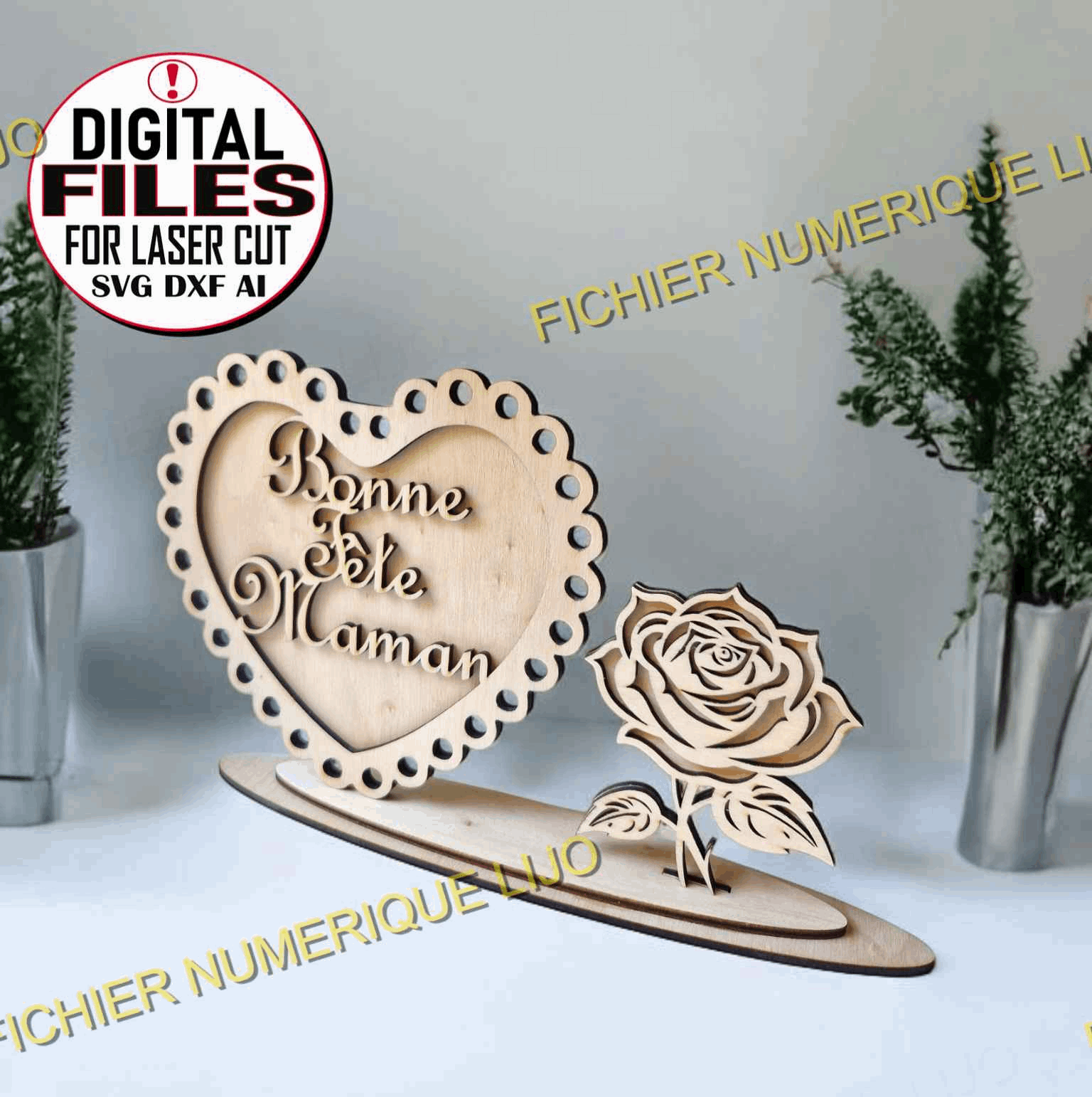 Coeur rose fête des mères - Fichier coeur rose à télécharger - LIJO CREA
