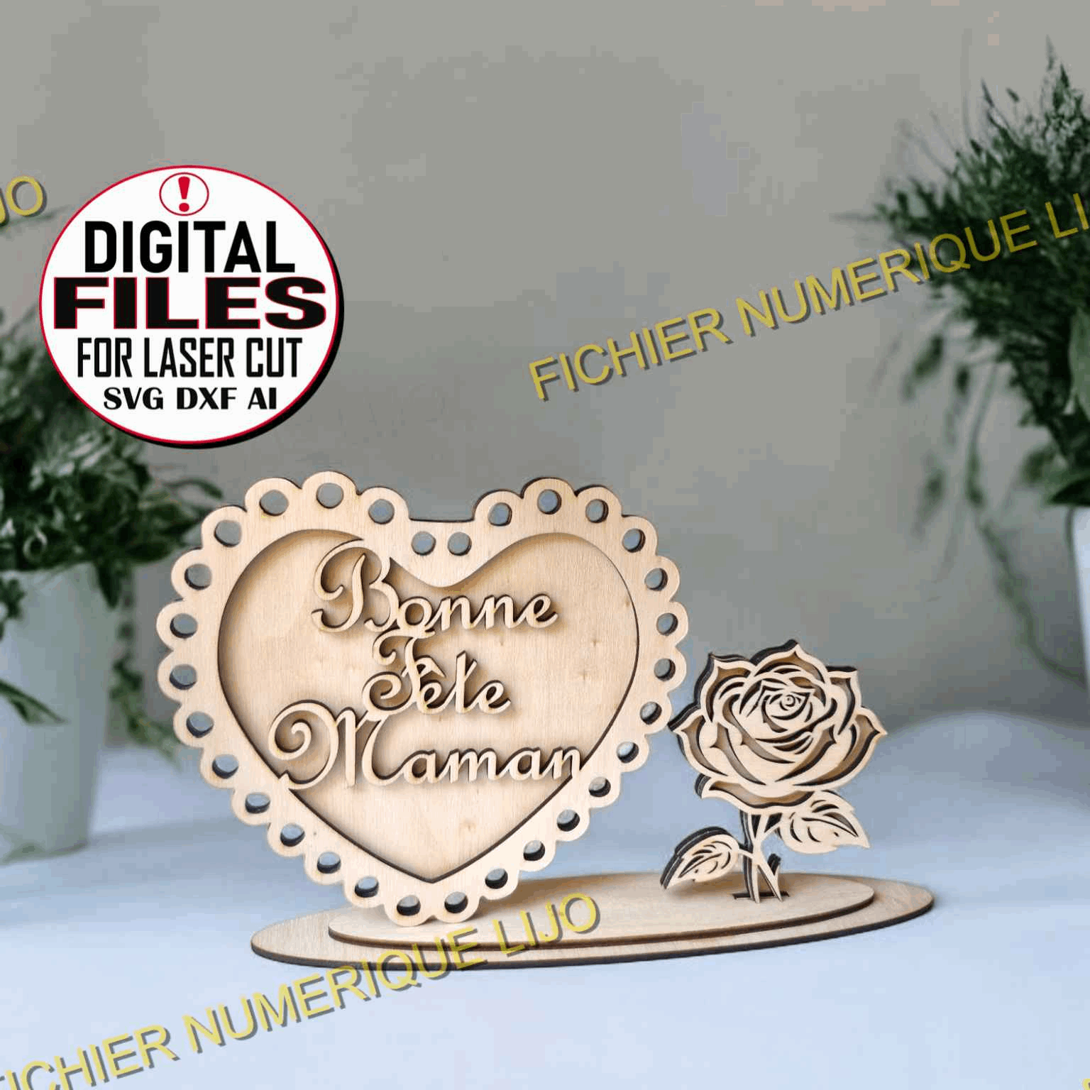 Coeur rose fête des mères - Fichier coeur rose à télécharger - LIJO CREA