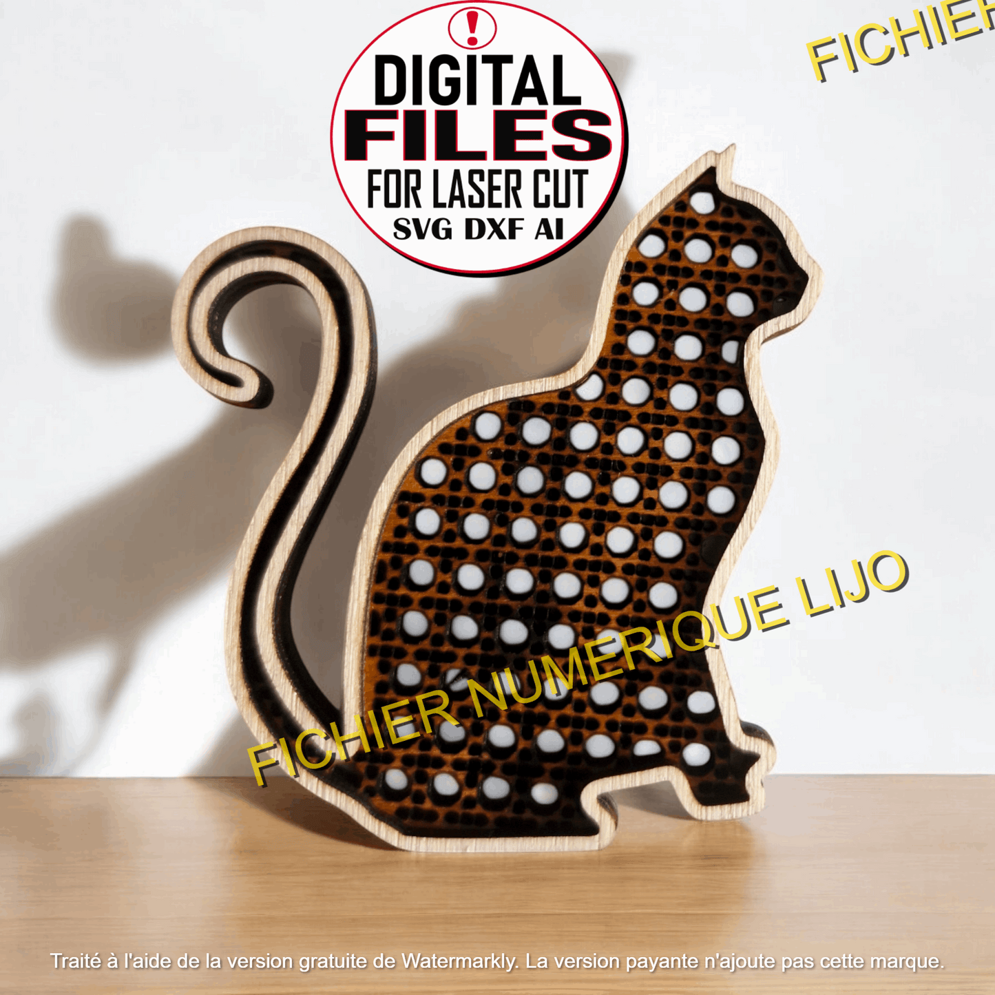 Découpe Chat 3 Modèles - Fichier Chat Rotin à Télécharger - LIJO CREA