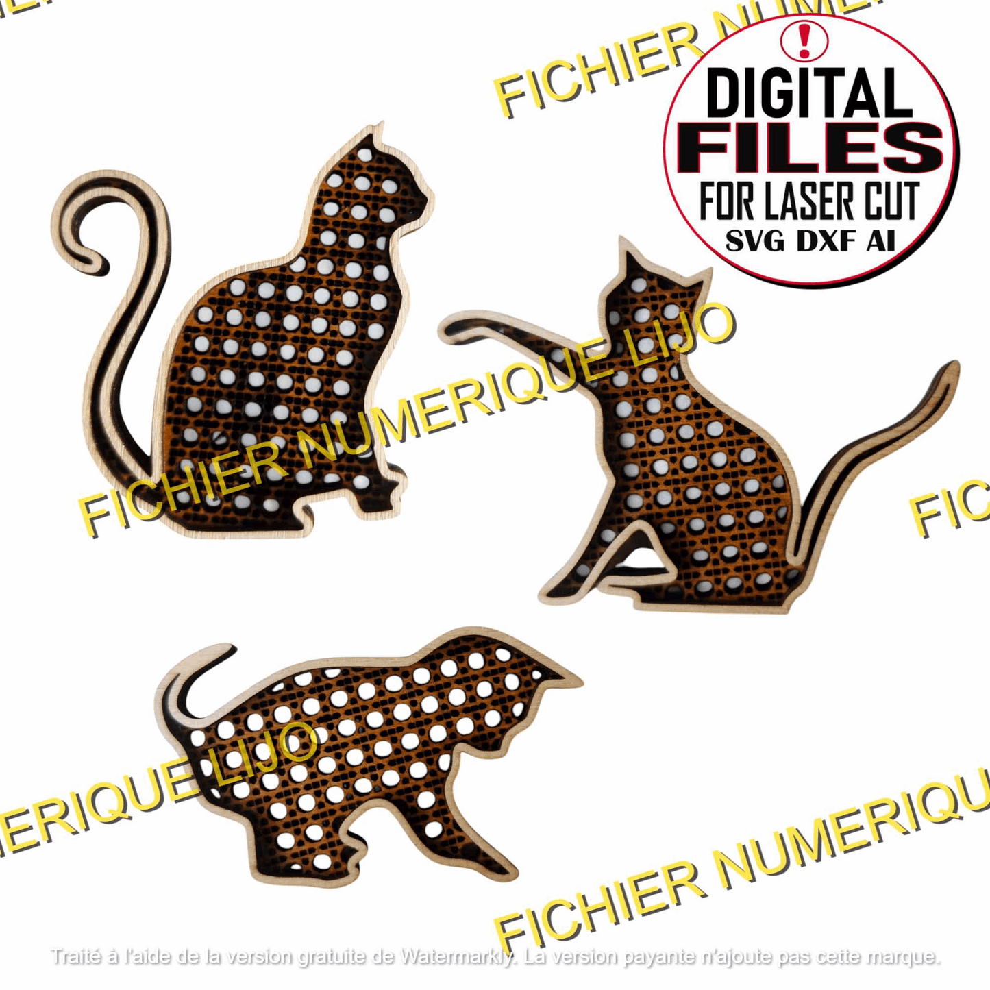 Découpe Chat 3 Modèles - Fichier Chat Rotin à Télécharger - LIJO CREA