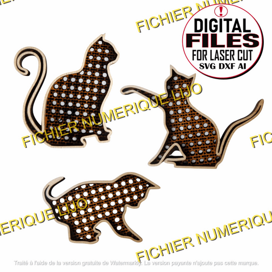 Découpe Chat 3 Modèles - Fichier Chat Rotin à Télécharger - LIJO CREA
