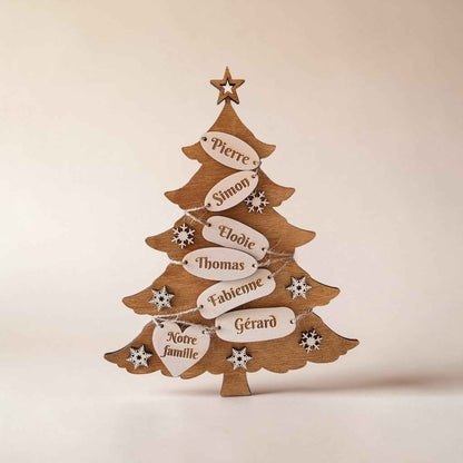 sapin de noël famille en bois personnalisé avec prénom décoration noël 