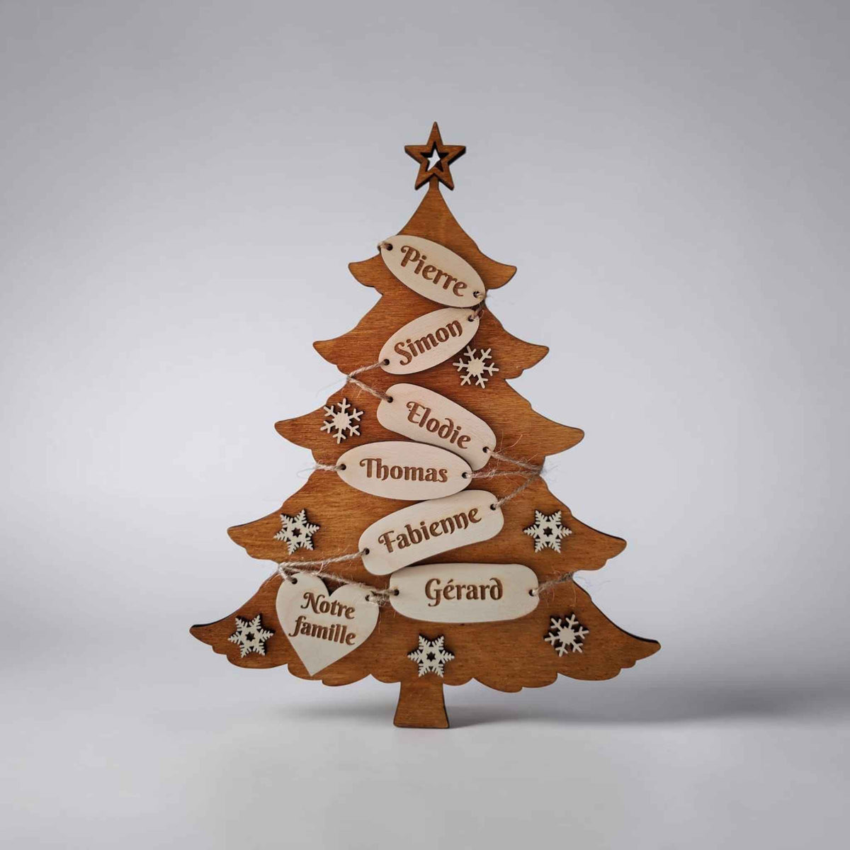 sapin de noël famille en bois personnalisé avec prénom décoration noël 