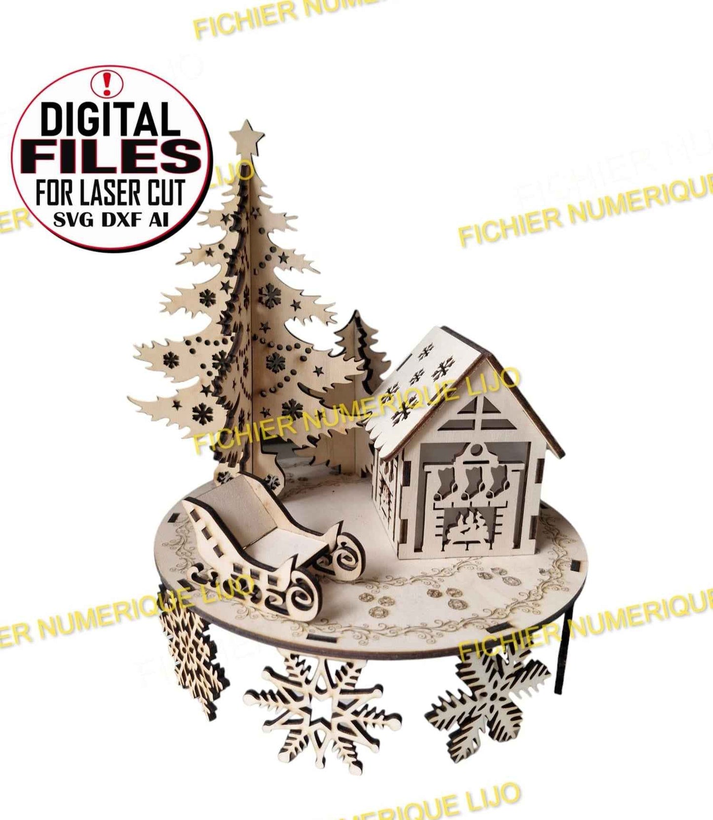 Village de Noël Flocon - Fichier village flocon à télécharger - LIJO CREA
