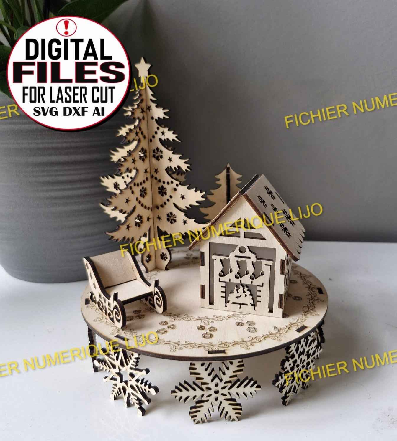 Village de Noël Flocon - Fichier village flocon à télécharger - LIJO CREA