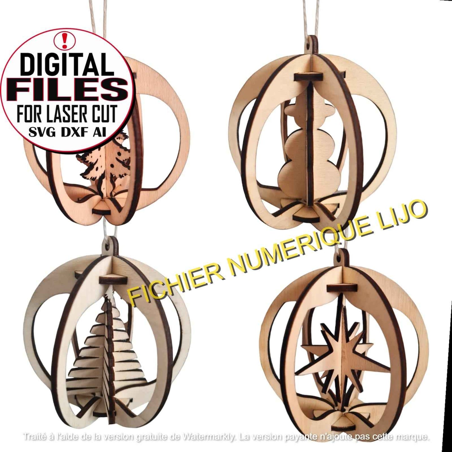 4 Boules 3D Noël - Fichier 4 Boules Noël à Télécharger - LIJO CREA