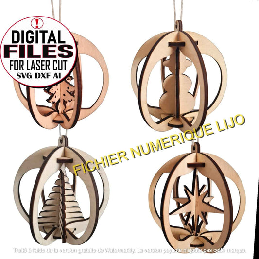 4 Boules 3D Noël - Fichier 4 Boules Noël à Télécharger - LIJO CREA
