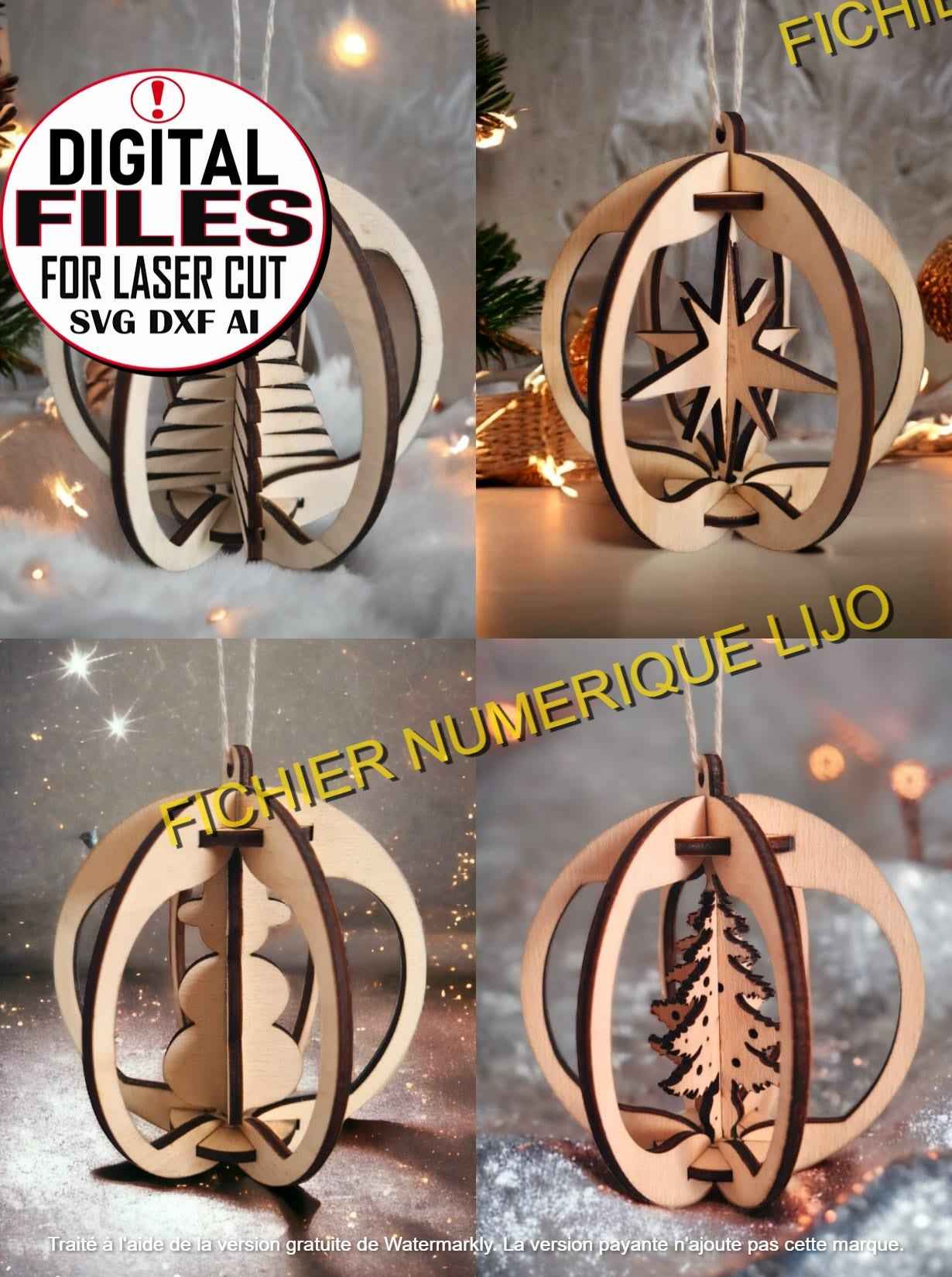 4 Boules 3D Noël - Fichier 4 Boules Noël à Télécharger - LIJO CREA