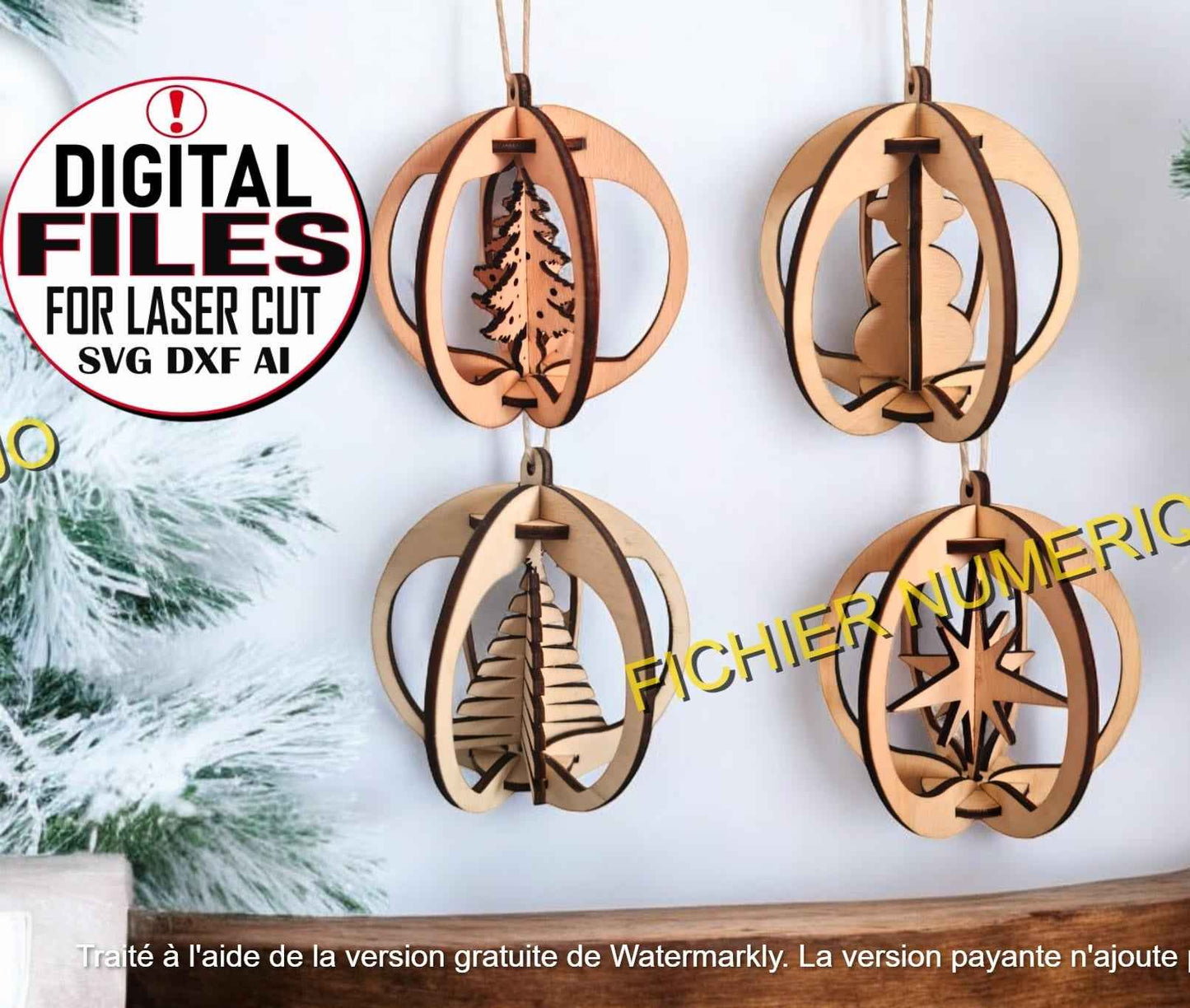 4 Boules 3D Noël - Fichier 4 Boules Noël à Télécharger - LIJO CREA