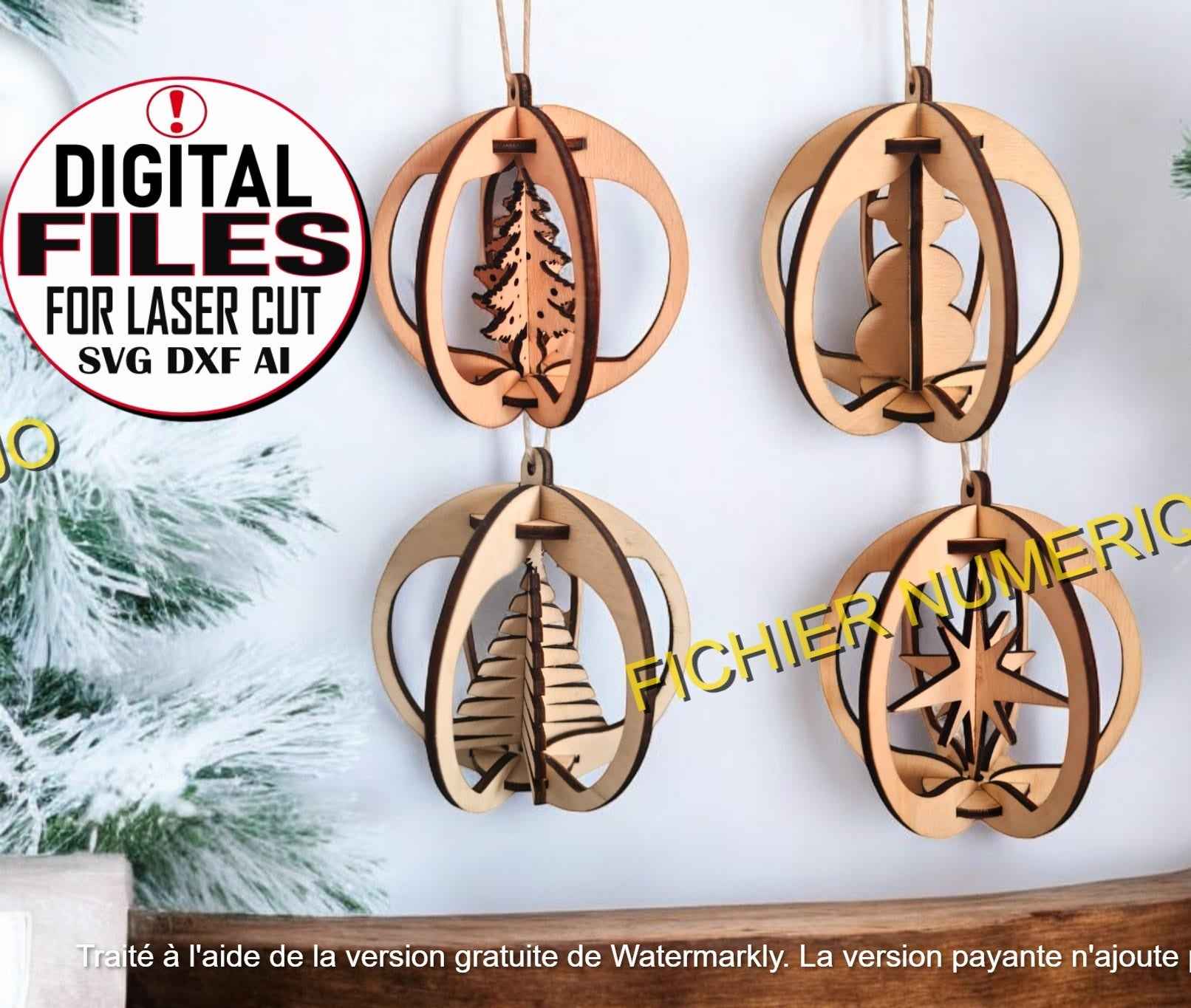 4 Boules 3D Noël - Fichier 4 Boules Noël à Télécharger - LIJO CREA