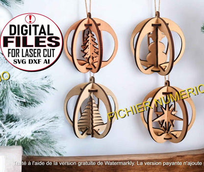 4 Boules 3D Noël - Fichier 4 Boules Noël à Télécharger - LIJO CREA