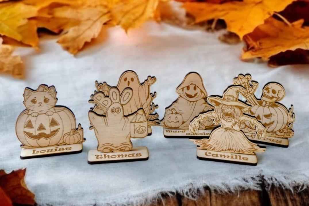 Marque-places Halloween personnalisés : Sorcière, Fantôme, Citrouille - LIJO CREA