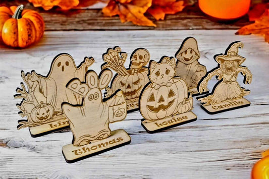 Marque-places Halloween personnalisés : Sorcière, Fantôme, Citrouille - LIJO CREA