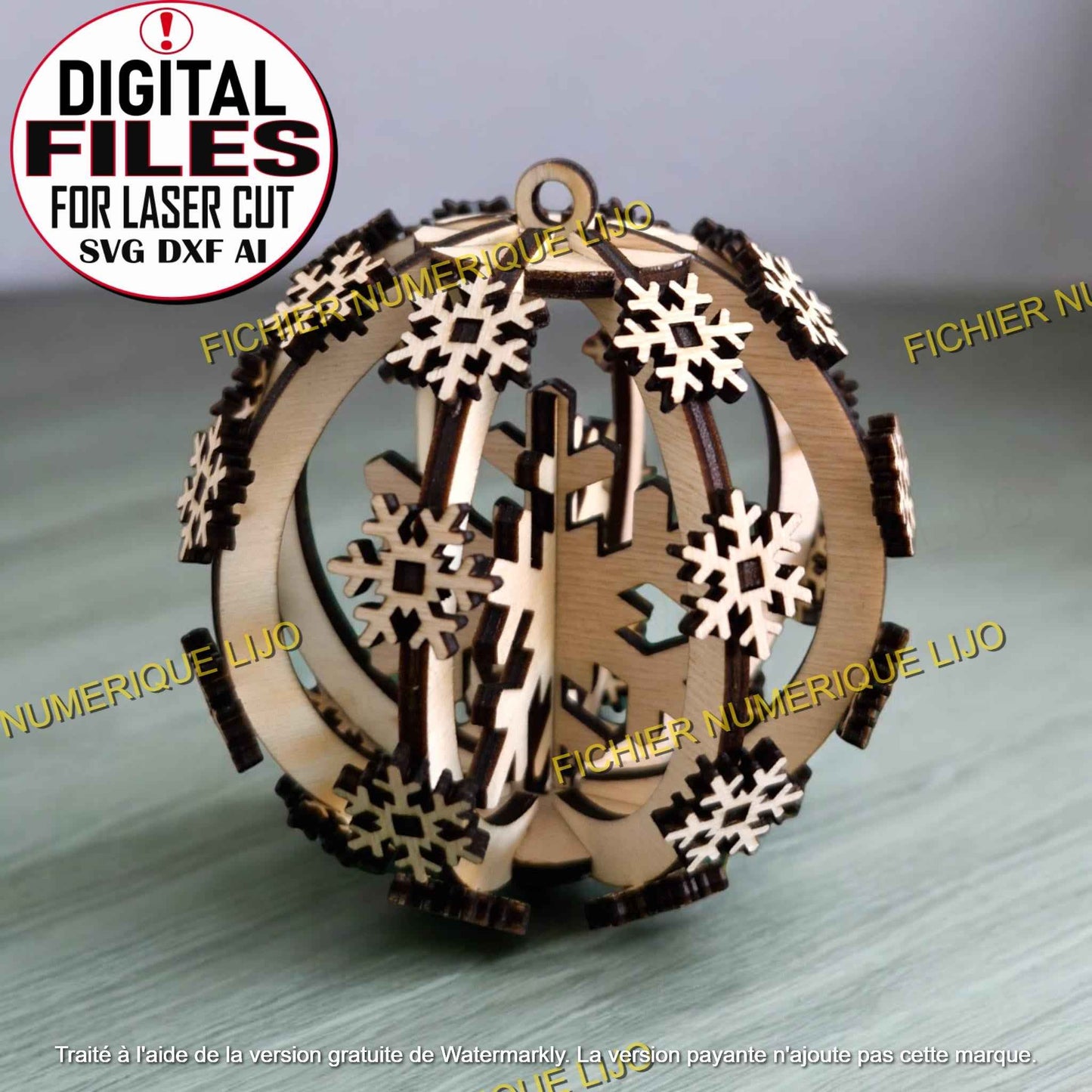 Boule de Noël Flocon - Fichier boule flocon à télécharger - LIJO CREA