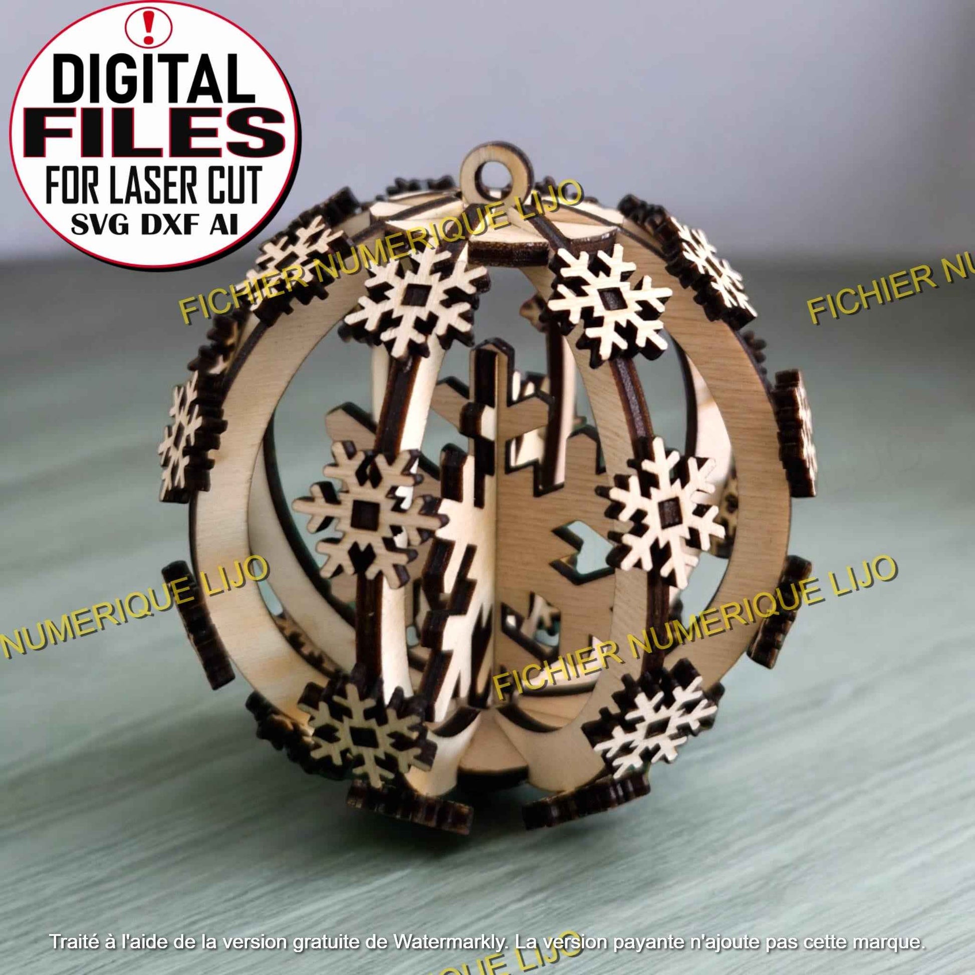 Boule de Noël Flocon - Fichier boule flocon à télécharger - LIJO CREA