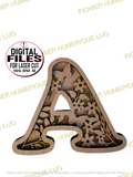 lettre alphabet dxf svg laser cut fichier papillon 