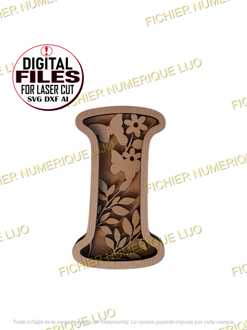 lettre alphabet dxf svg laser cut fichier papillon 