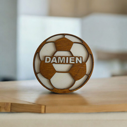 ballon foot rugby basket personnalise bois idee cadeau prenom