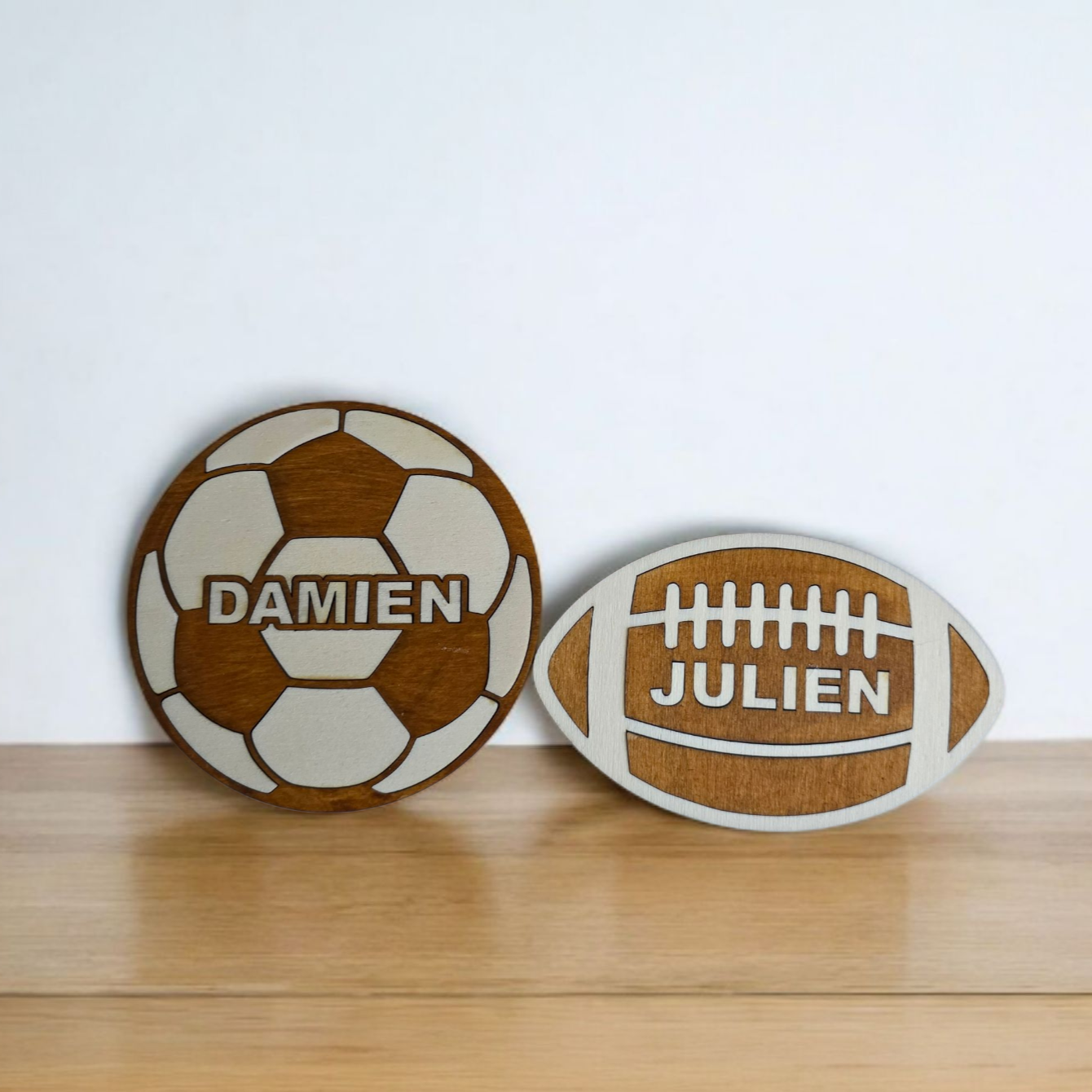 ballon foot rugby basket personnalise bois idee cadeau prenom