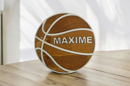 ballon foot rugby basket personnalise bois idee cadeau prenom