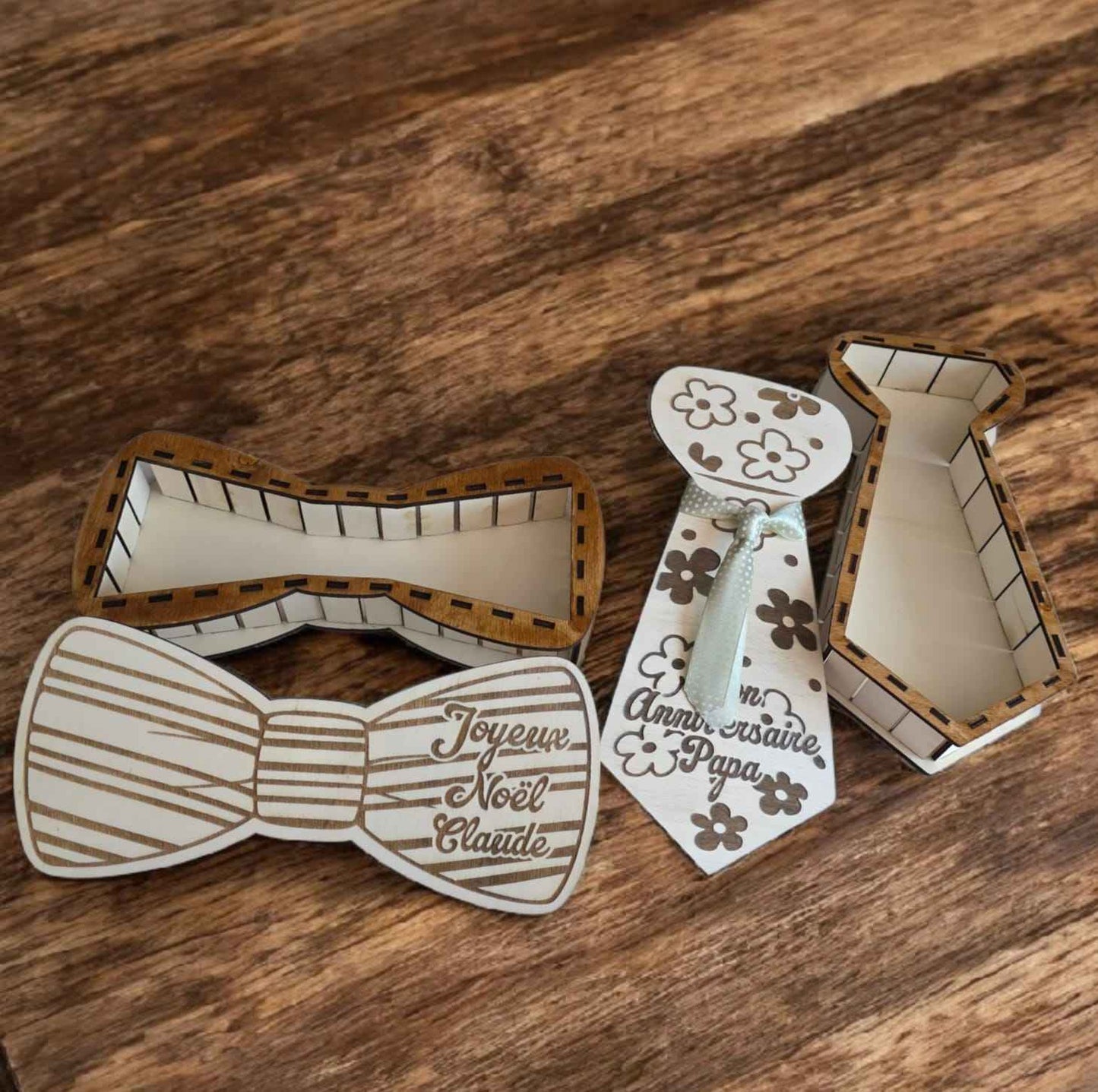 Boite noeud papillon et Cravate bois