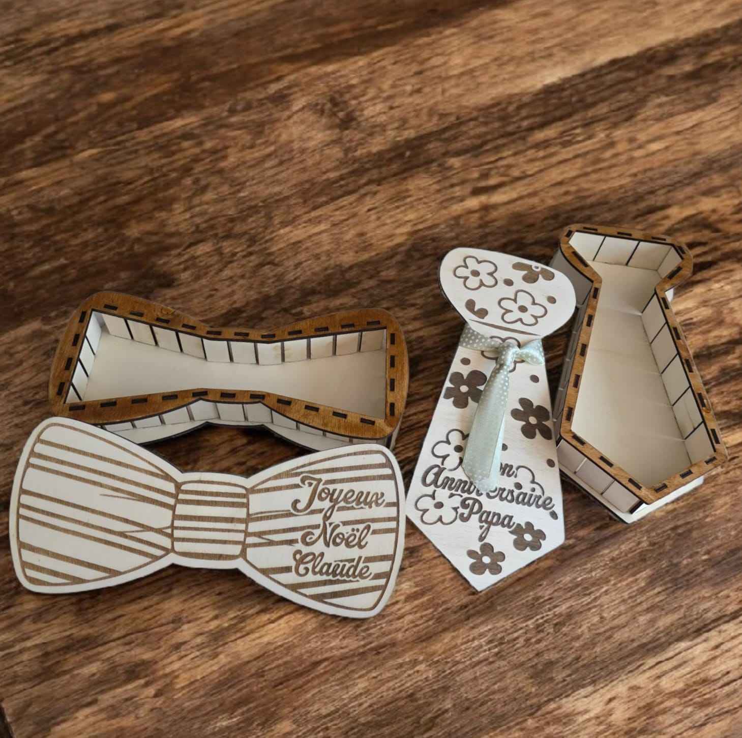 Boite noeud papillon et Cravate bois