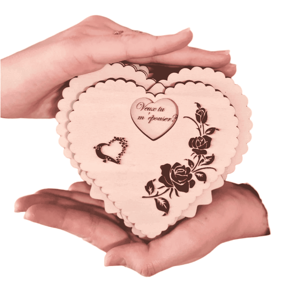boite coeur personnalisé en bois idée cadeau 