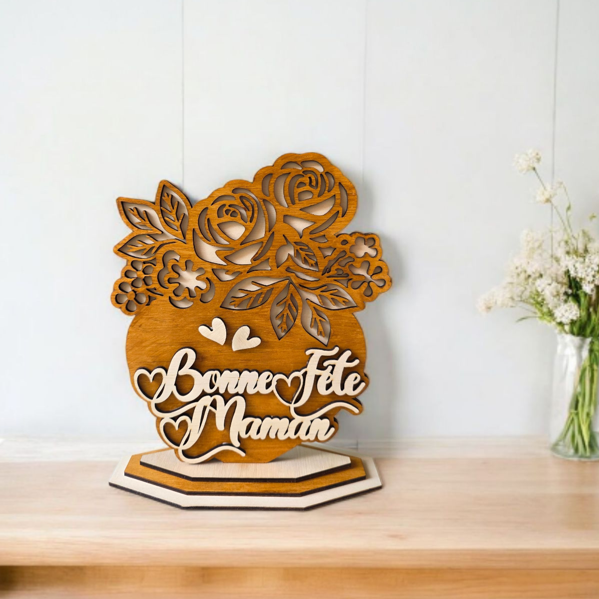 Decoration Florale en Bois Fete des Meres