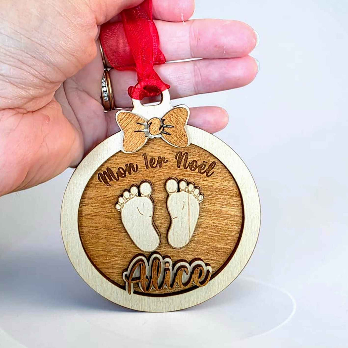 boule mon 1er noël personnalisé en bois décoration sapin unique et originale