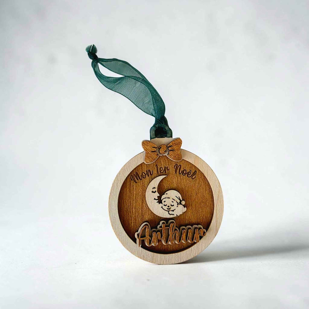 boule mon 1er noël personnalisé en bois décoration sapin unique et originale