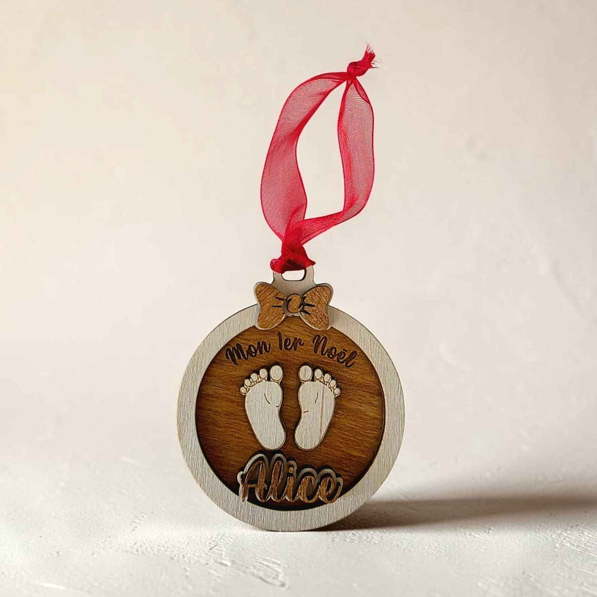 boule mon 1er noël personnalisé en bois décoration sapin unique et originale