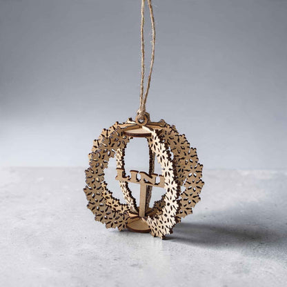 boule de noël flocon personnalisé en bois avec prénom