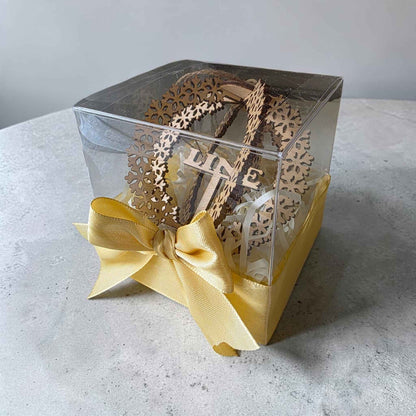 boule de noël flocon personnalisé en bois avec prénom