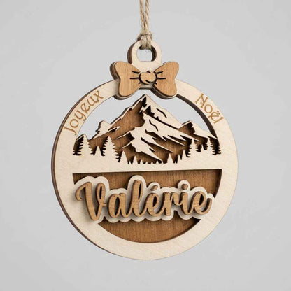 boule personnalisé en bois noël décoration sapin avec prénom 