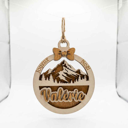 boule personnalisé en bois noël décoration sapin avec prénom 