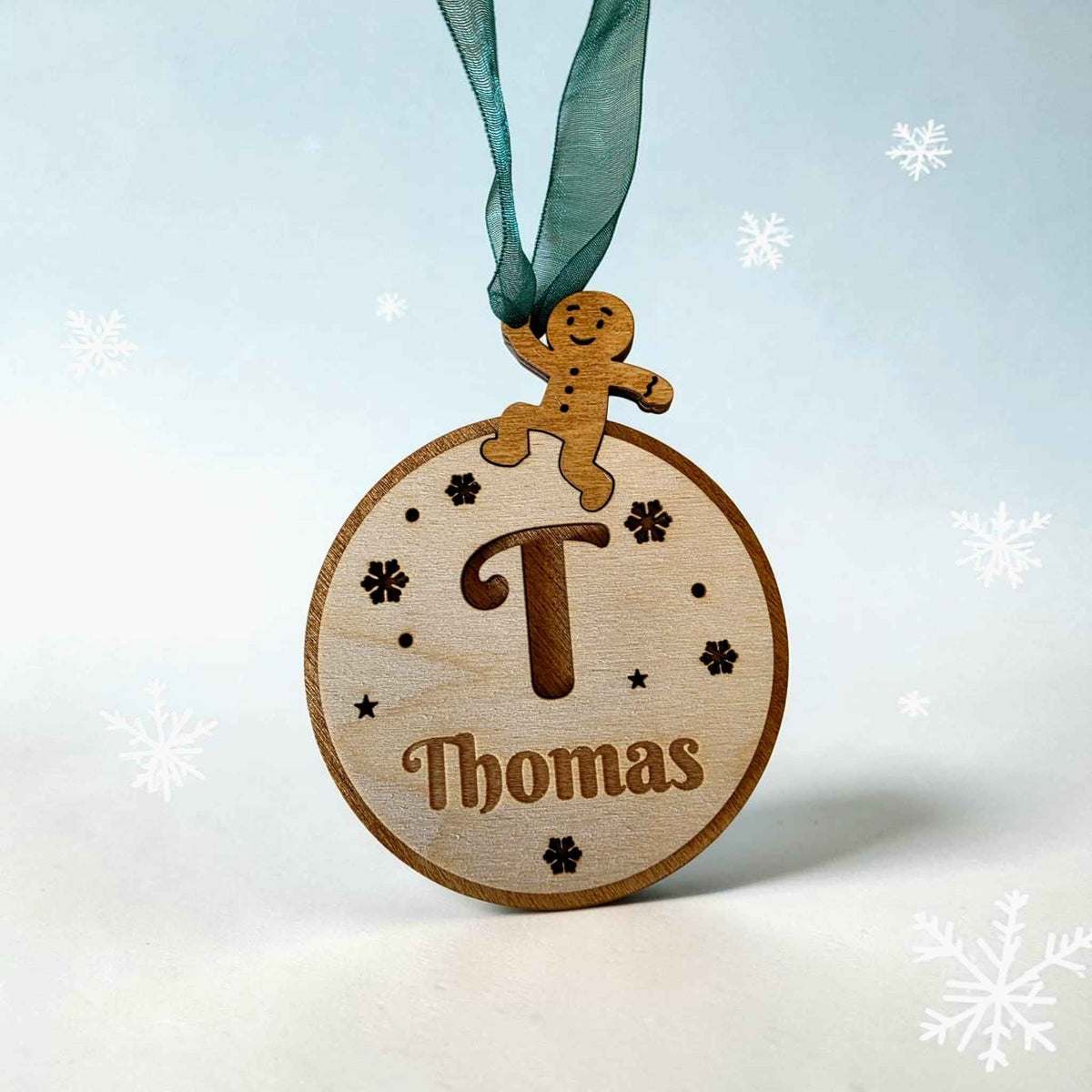 boule de noël personnalisée en bois renne bonhomme pain d'épice bonnet de noël