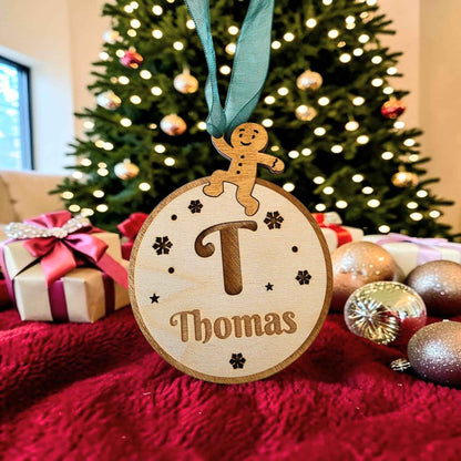 boule de noël personnalisée en bois renne bonhomme pain d'épice bonnet de noël