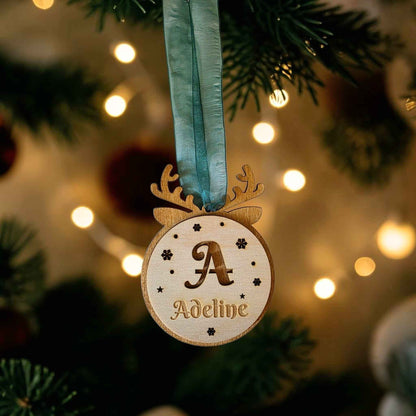 boule de noël personnalisée en bois renne bonhomme pain d'épice bonnet de noël