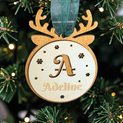 boule de noël personnalisée en bois renne bonhomme pain d'épice bonnet de noël