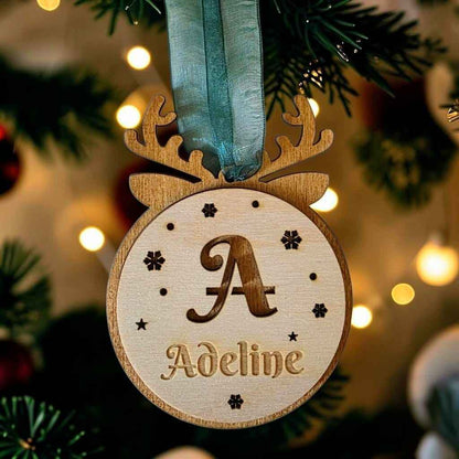 boule de noël personnalisée en bois renne bonhomme pain d'épice bonnet de noël
