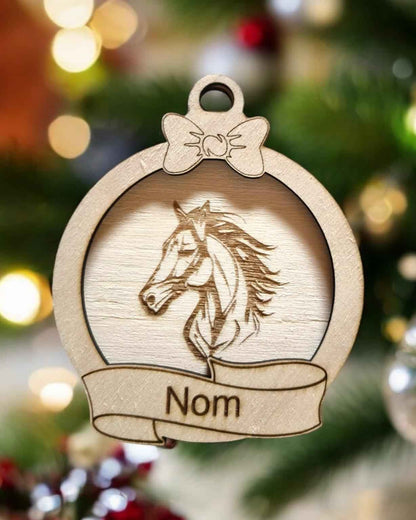 Boule Noël Cheval personnalisée unique pour décorer vos fêtes - LIJO CREA