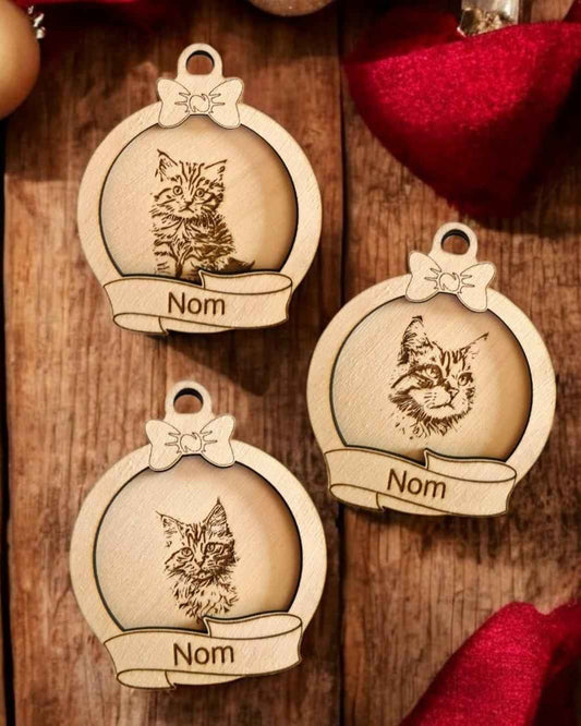 Boule Noël chat personnalisée pour un Noël félin unique - LIJO CREA