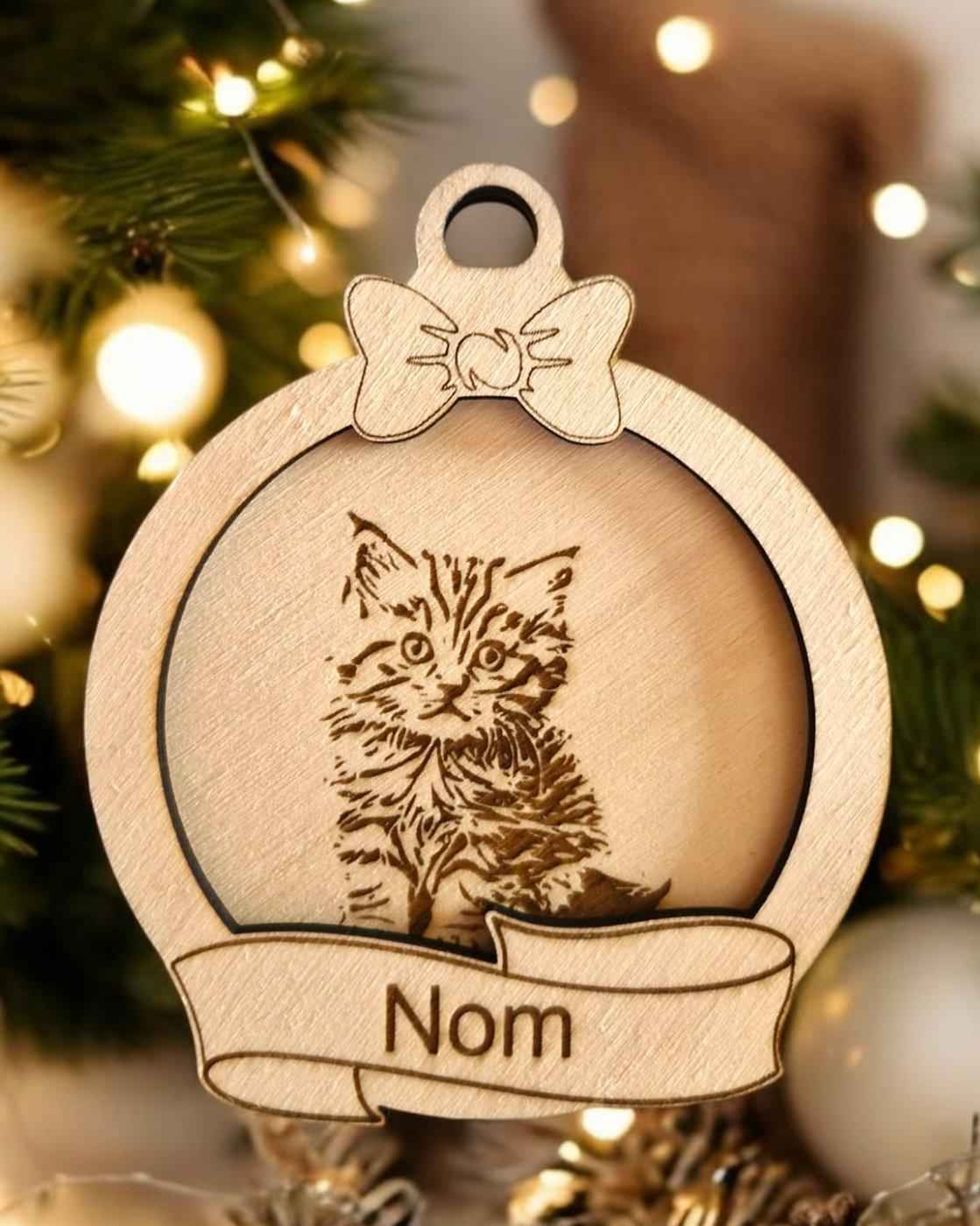 Boule Noël chat personnalisée pour un Noël félin unique - LIJO CREA