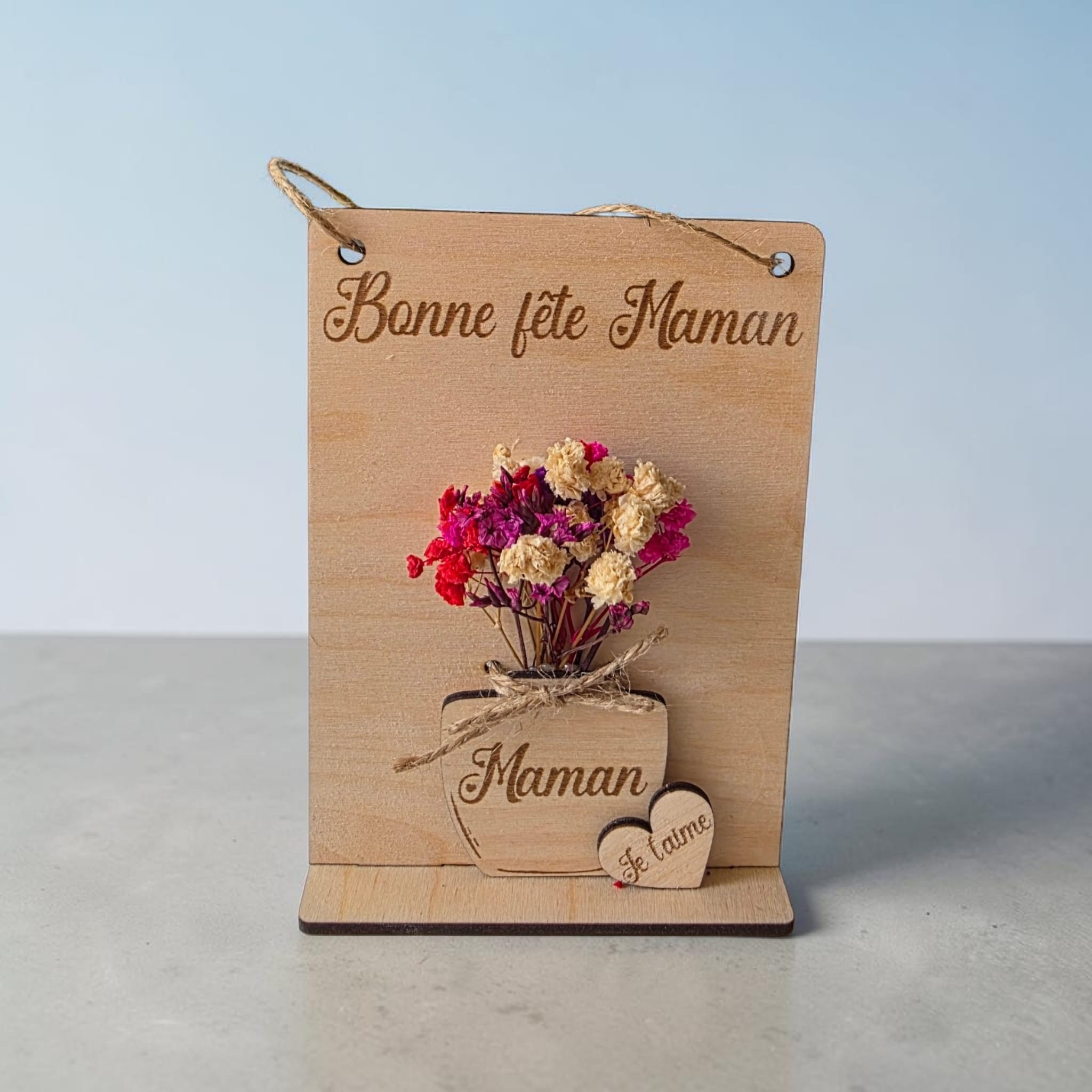 Décoration Fête des Mères fête des mamies en bois personnalisée – Bouquet de fleurs à accrocher idée cadeau original