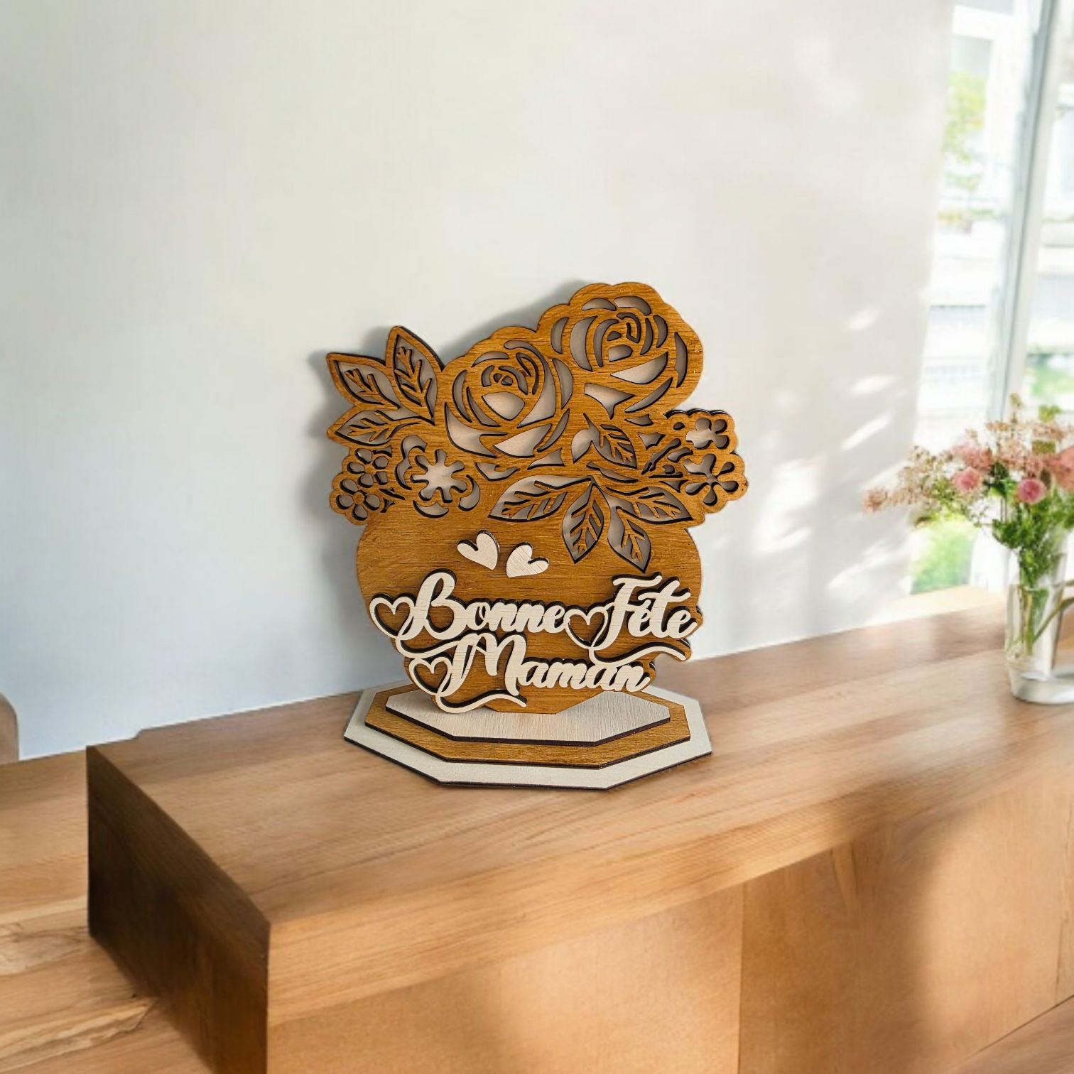 Decoration Florale en Bois Fete des Meres