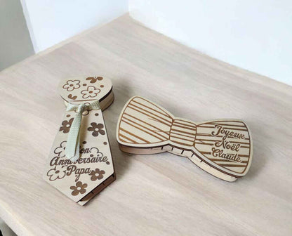 Boite noeud papillon et Cravate bois