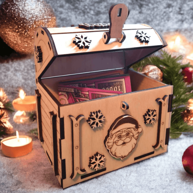 Coffre en bois Noël anniversaire pour un cadeau unique boite cadeau original - LIJO CREA