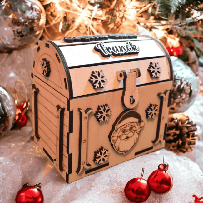 Coffre en bois Noël anniversaire pour un cadeau unique boite cadeau original - LIJO CREA