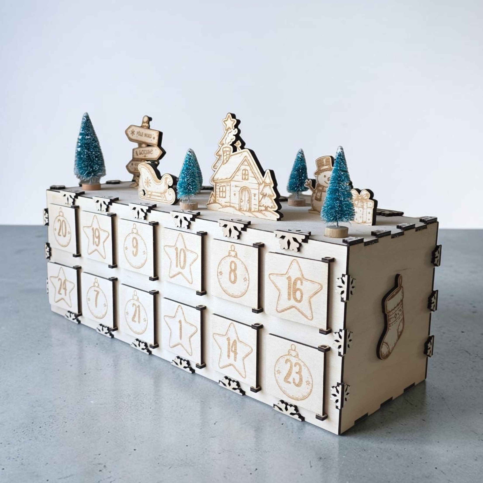 calendrier de l'avent personnalisé en bois décoration de noël